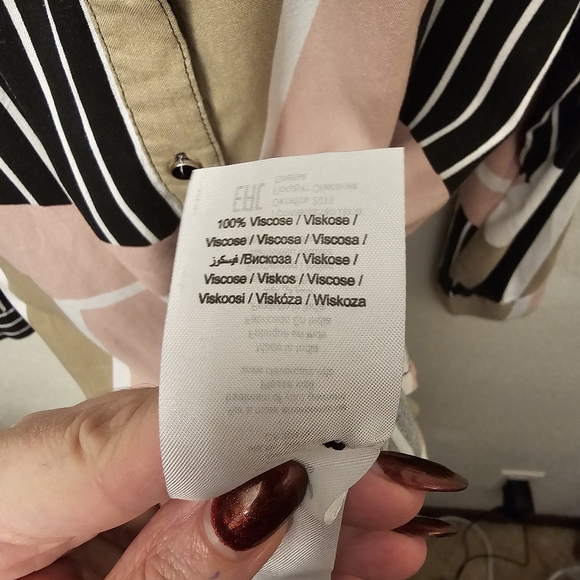 KAFFE KAverena SHIRT DRESS Geometric Print Long Sleeve Button Down Womens Sz 34 - Picture 7 of 8